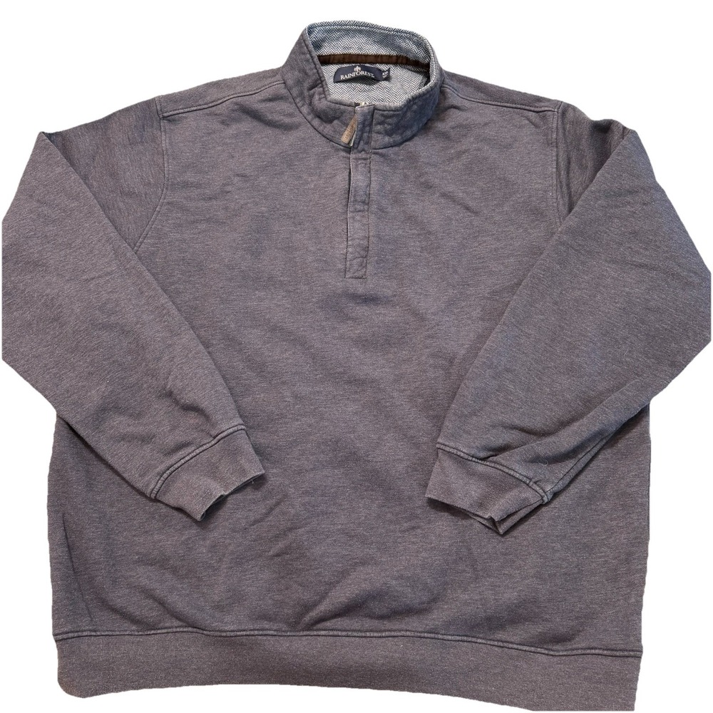 Rainforest Quarter Zip Pullover Mens XXL Blue Mock Neck Sweatshirt Pullover